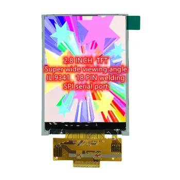 Пълноцветен 2.8 инчов TFT LCD 18 пинов 0.8mm 240320 резолюция ILI9341 диск IC супер широк Visual Angel 4 проводник SPI най-малко 4 IO