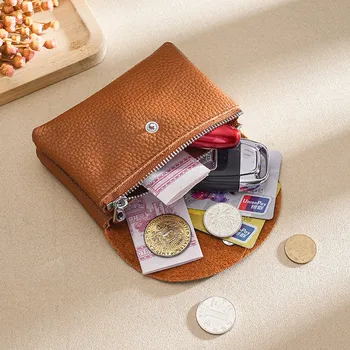 Първи слой телешка Дамски малки портмонета мода женски къси монети портфейли торбичка чанта за момичета притежател на карта пари чанта