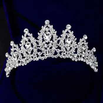 Реколта булката корона жени куха шапка блестящ сватба корона кристал декор изящни красиви елегантен реколта