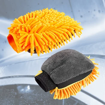 Ръкавици за миене на автомобили Синя жълта оранжева кърпа за почистване Трайна грижа за автомобила Почистващи ръкавици за почистване Аксесоари за кола