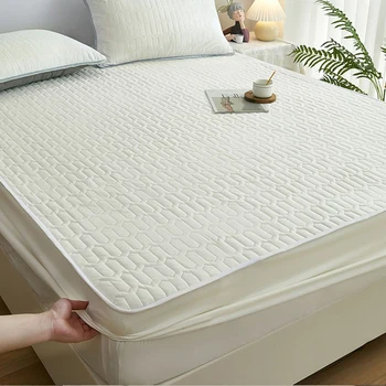 Сгъстен ватиран матрак Мек дишащ еластичен двойно монтиран чаршаф с дълбок джоб Твърд бял матрак за легло