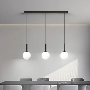Скандинавски модерни полилеи със стъклена топка осветление за трапезария домашен декор висулка светлина кухня ресторант бар черна висяща лампа