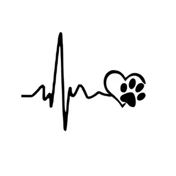 Стикер за кола Нов сърдечен ритъм Сладко куче отпечатъци творчески смешни аксесоари водоустойчив винил стикери, 13 см * 10 см