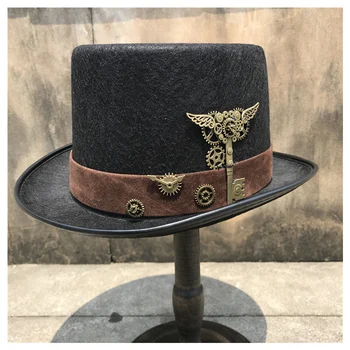 Унисекс Мъже Жени Нова ръчно изработена Steampunk Top Hat Stage Magic Performance Hat Cosplay Hat Bowler Hat Size 57CM Steampunk Hat